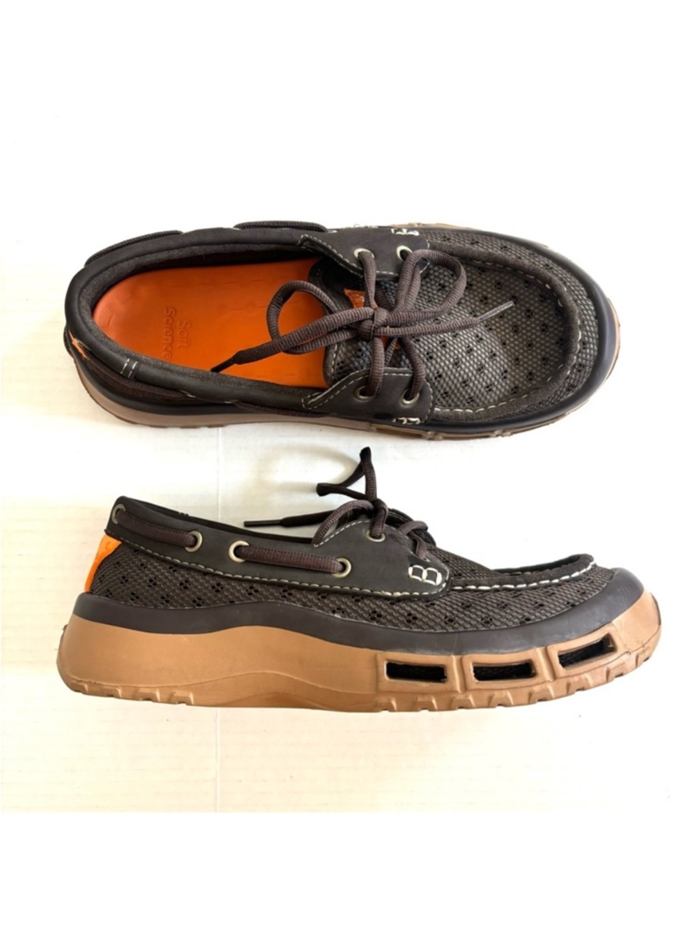 SoftScience The Fin 2.0 Men's Fishing Boating Shoes Brown Tan Lightweight Size 7
